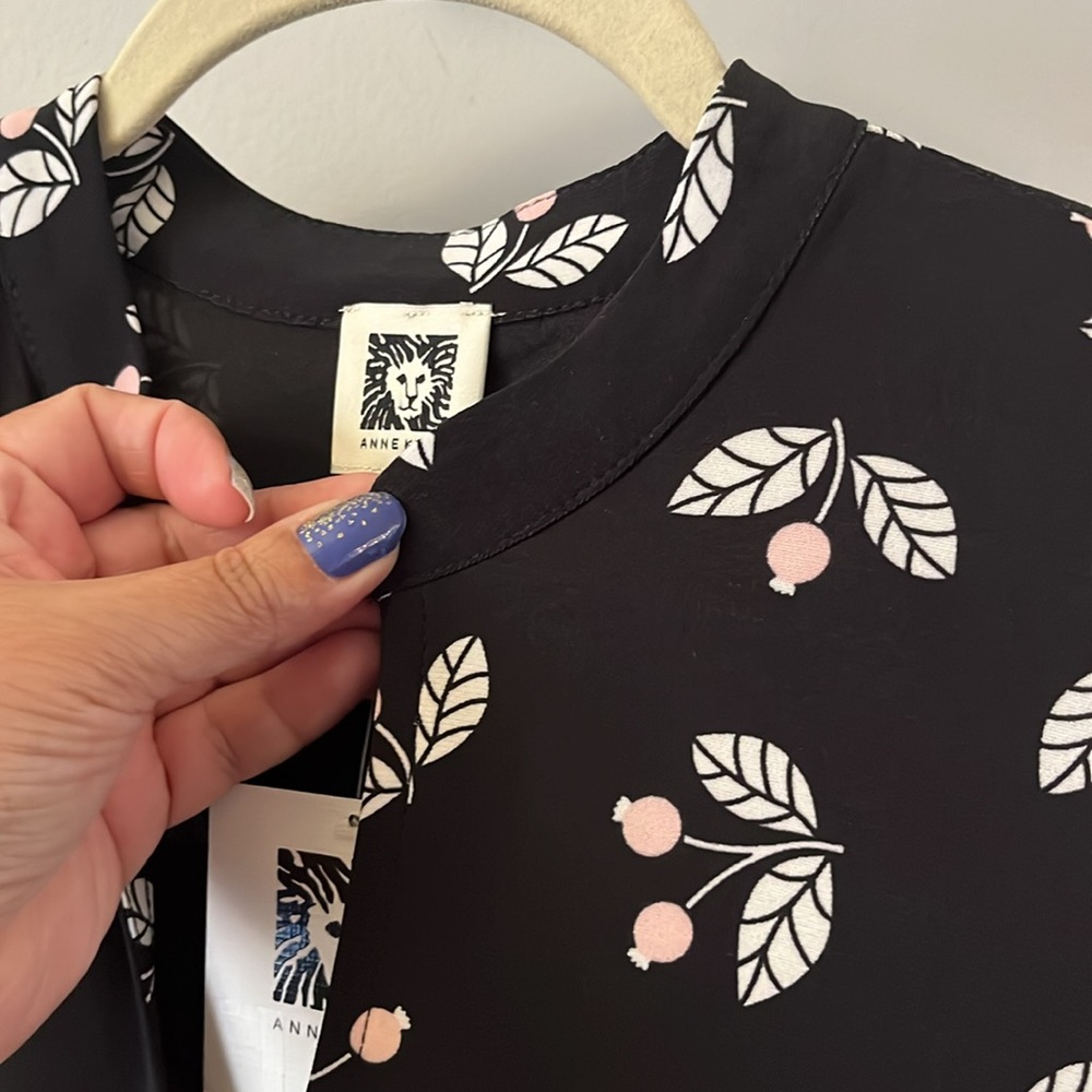 NWT Anne Klein Black White Floral Sleeveless Midi Dress Sundress Pocket Size 10 - Picture 7 of 15